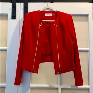 Calvin Klein red jacket with gold accents